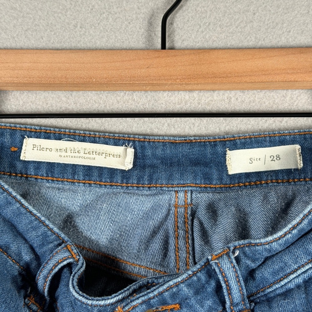 Pilcro and the Letterpress Anthropologie Wide Leg Seam Detail Jeans Blue 28 - Picture 12 of 16